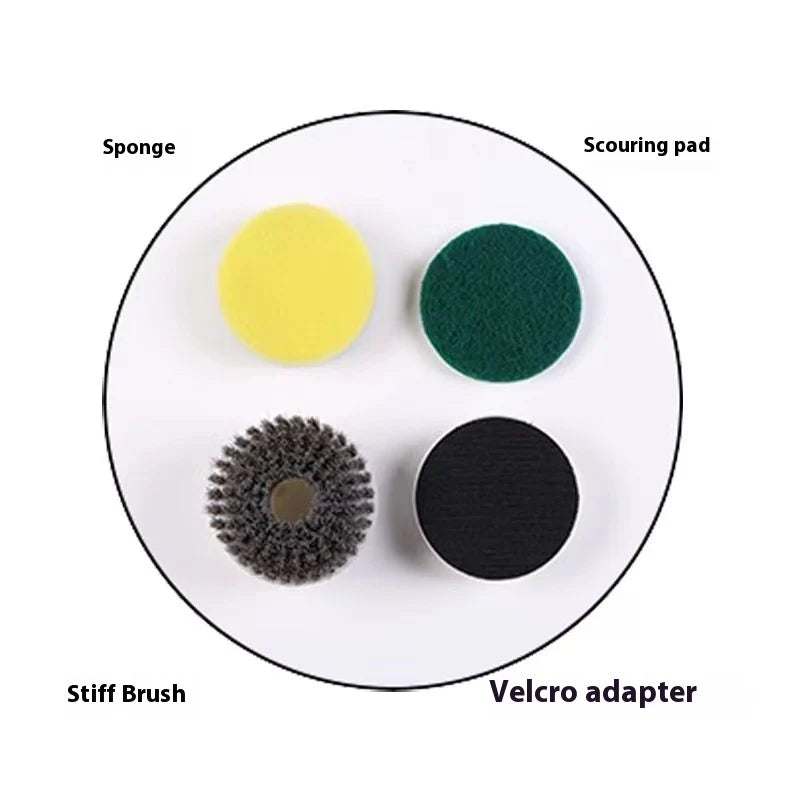 Sponge, Scouring pad, Stiff Brush, and Velcro adapter accessory set