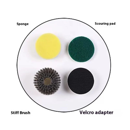Sponge, Scouring pad, Stiff Brush, and Velcro adapter accessory set